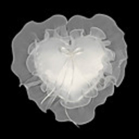 weiße Mini-Herz Satin Wedding Ring Inhaberaktien Kissen