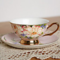 Weiße Pfingstrose Kaffeetasse,  Porzellan 7 Unzen