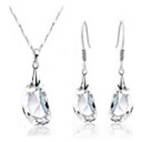 weißen Kristall Erbse Ohrringe Halskette Anzüge (Kauf 1 erhalten 2 kostenlose Geschenke)