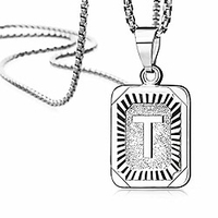 Weißgold Briefkette für Frauen,  erste Halskette Silber Hauptstadt,  Brief t Anhänger Halskette für Frauen