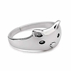 Weißgold plattiert Silber niedlich einfache Katzenohren Kopf Silber Ring feine Schmuck Geschenke für Frauen kleine Mädchen Mutter ihre Katzenliebhaber,  Größe 7