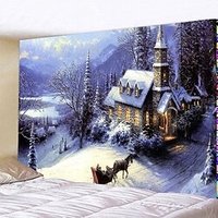 Weihnachten Weihnachtsmann Urlaub Party Wand Wandteppich Kunst Dekor Decke Vorhang Hängen Zuhause Schlafzimmer Wohnzimmer Dekoration Weihnachtsbaum Schneemann Elch Schneeflocke Kerze Geschenk Kamin Lightinthebox