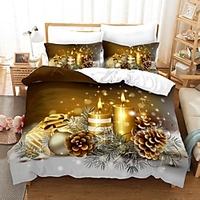 Weihnachtsbaumdruck 3-teiliges Bettbezug-Set Hotelbettwäsche-Sets Bettbezug mit weicher,  leichter Mikrofaser für die Weihnachtsdekoration (inklusive 1 Bettbezug und 1 oder 2 Kissenbezügen) Lightinthebox