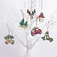 Weihnachtsdekoration 6 Stück hölzerner Elchanhänger Baum hängen Ornamente Weihnachtshandwerk Dekorationen