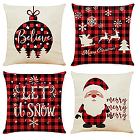 weihnachtsfeier dekoration weihnachtsgeschenk doppelseitige kissenbezug 4pc weiche dekorative quadratische kissenbezug kissenbezug kissenbezug für schlafzimmer wohnzimmer hochwertige Lightinthebox