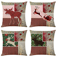weihnachtsfeier doppelseitige kissenbezug 4pc weiche dekorative quadratische kissenbezug kissenbezug kissenbezug für schlafzimmer wohnzimmer hochwertige maschinenwaschbare innenkissen für sofa couch Lightinthebox