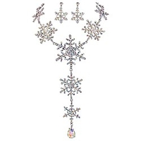 weihnachtsgeschenk silberfarbene tropfen schneeflocke halskette ohrringe set österreichischer kristall schillernd klar ab