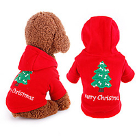 Weihnachtshund Hoodie Pullover - niedliches Hemd Haustier Sweatshirt Welpenkleidung gedruckt Stil rot