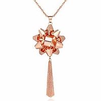 Weihnachtskette für Frauen festliche Schleife Anhänger Halsketten zarte Kette Quaste Halskette lange Halskette für Mädchen (e 1 Bogen Roségold)