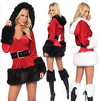 Weihnachtsmann Cosplay Kostüme Damen Erwachsene Kostüm-Party Weihnachten Weihnachten Samt Kleid / Gürtel