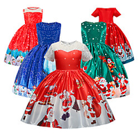 Weihnachtsmann Maskerade Mädchen Kinder Kostüm-Party Weihnachten Weihnachten Polyester Kleid