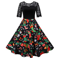 Weihnachtsmann Weihnachtskleid Damen Erwachsene Freizeit Weihnachten Weihnachten Polyester Kleid