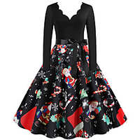 Weihnachtsmann Weihnachtskleid Damen Erwachsene Freizeit Weihnachten Weihnachten Polyester Kleid Lightinthebox