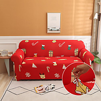Weihnachtsmuster drucken Sofabezug Couchbezug Möbelschutz Soft Stretch Sofa Schonbezug Spandex Jacquard Stoff super fit für 1 ~ 4 Kissen Couch und L-Form Sofa,  einfach zu installieren