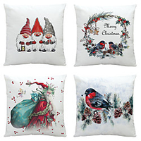 weihnachtsparty dekoration weihnachtsgeschenk doppelseitige kissenbezug 4pc weiche dekorative quadratische kissenbezug kissenbezug kissenbezug für schlafzimmer wohnzimmer überlegene qualität Lightinthebox