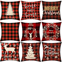 weihnachtsparty doppelseitige kissenbezug 9pc weiche dekorative quadratische kissenbezug kissenbezug kissenbezug für schlafzimmer wohnzimmer hochwertige maschinenwaschbare innenkissen für sofa couch Lightinthebox