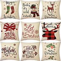 weihnachtsparty doppelseitige kissenbezug 9pc weiche dekorative quadratische kissenbezug kissenbezug kissenbezug für schlafzimmer wohnzimmer hochwertige maschinenwaschbare innenkissen für sofa couch Lightinthebox