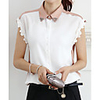 Weila Damen Shirt Kragen Kurzarm-Chiffon-Bluse