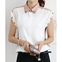 Weila Damen Shirt Kragen Kurzarm-Chiffon-Bluse