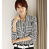 Weila Frauen Stripe 3/4 Ärmel Chiffon-Bluse