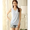 Weila Frauen V-Ausschnitt,  ärmellosen Chiffon-T-Shirt
