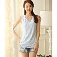 Weila Frauen V-Ausschnitt,  ärmellosen Chiffon-T-Shirt