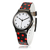 Weili Black Red Tupfen-Muster-Quarz-Armbanduhr