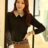 Weiman Big Sized-Puppe-Kragen Chiffong Langarm-Träger-Shirt