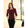 Weiman Big Sized-Puppe-Kragen Chiffong Langarm-Träger-Shirt (Wein)