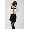 Weiman Bowknot-Puppe-Kragen Chiffon Langarm-Nette Backing Shirt (Cream)