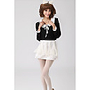 Weiman Bowknot-Puppe-Kragen Chiffon Langarm-Nette Backing Shirt (schwarz)