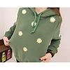 Weiman Daisy gestickte Dick Zerkratzt Velvet Hoodies (Grün)