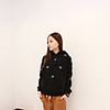 Weiman Daisy gestickte Dick Zerkratzt Velvet Hoodies (Schwarz)