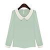 Weiman Damen Frische Chiffon Fashion Langarm-Shirt (hellgrün)