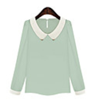 Weiman Damen Frische Chiffon Fashion Langarm-Shirt (hellgrün)