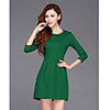Weiman Fashion Pure Color Schlank Backing Kleid (Grün)