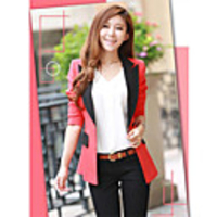 Weiman Langarm-Slim Color Stitching Blazer (Orange)