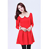 Weiman Langarm-Wolle Schlank Backing Kleid (rot)
