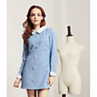 Weiman Mode Revers Langarm-Kleid Backing
