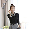 Weiman Ol Schlank Langarm-Chiffon-Spitze-Träger-Shirt (schwarz)