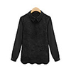 Weiman Organza Spitze Chiffon Langarm-losen Hemd (Schwarz)