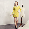 Weiman Revers Langarm-Kleid Backing (Gelb)