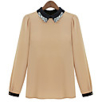 Weiman Schlank Langarm-Chiffon,  die Hemd (Almond)
