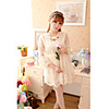 Weiman süße Spitze Ribboned Langarm-Kleid (Almond)
