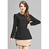 Weiman Spitze Langarm-Chiffon-Puppe-Kragen Slim-Träger-Shirt (schwarz)