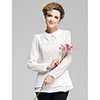 Weiman Spitze Langarm-Chiffon-Puppe-Kragen Slim-Träger-Shirt (weiß)