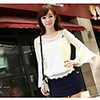Weiman Trompete Ärmel Chiffon lose Spitze Langarm-Shirt (Almond)