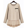 Weimeijia Asymmetrische Fake-Two-Piece Loose Fit Strick-Shirt