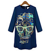 Weimeijia Basis Langarmshirt Bottoming kurzes Kleid (blau)