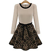 WeiMeiJia Damenmode Blumen Splice Langarm Kleid (Screen Color)
